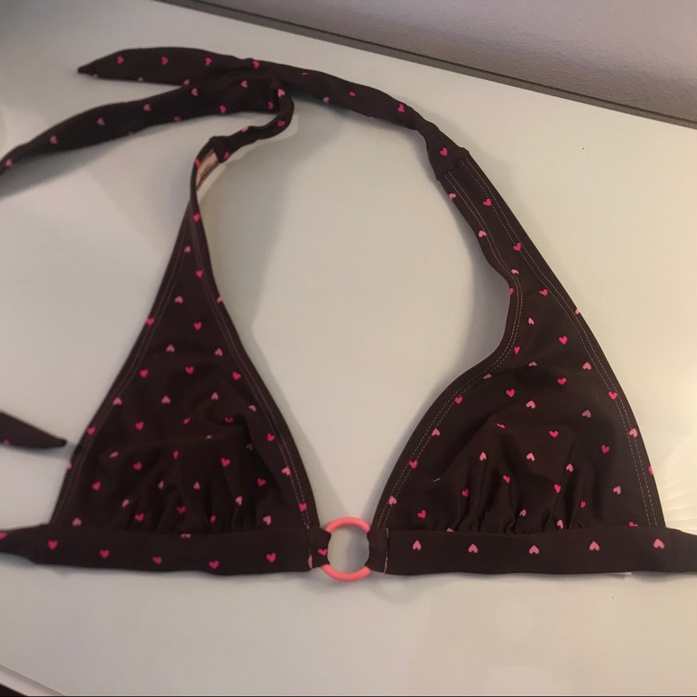 Bikini top shoshanna hearts pink brown halter 💕💕